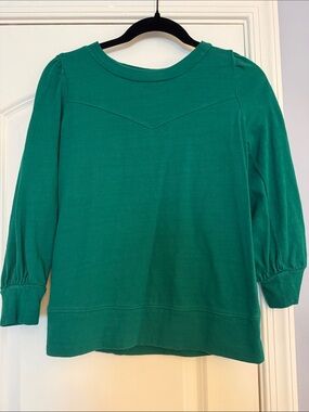 LOFT Girls Emerald Green Long Sleeve Top with Subtle Yoke